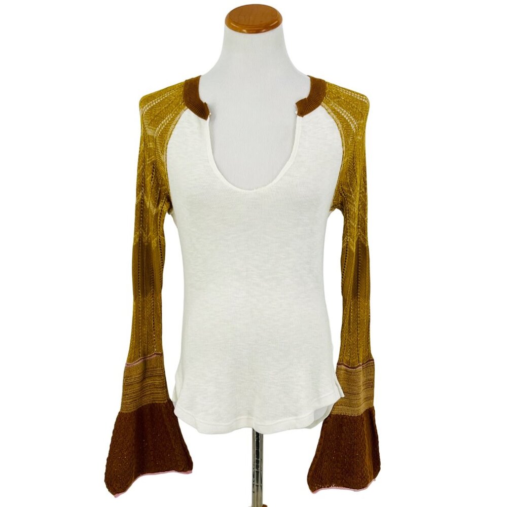 Free People x We The Free Retro Long Bell Sleeve Knit Thermal Top - Picture 9 of 12